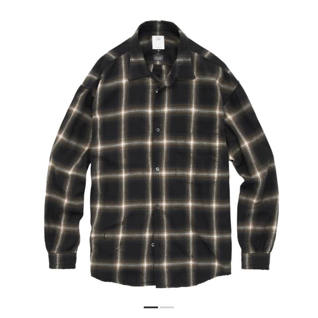 [3] 폴리테루 루즈드체크셔츠 데미지드잉크브라운