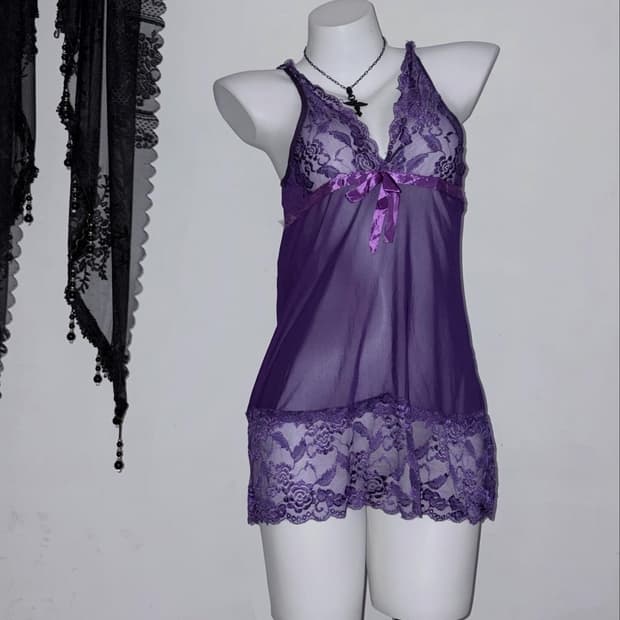 퍼플 리본 시스루 슬립💜 다크페어리 고스 고딕 갸루