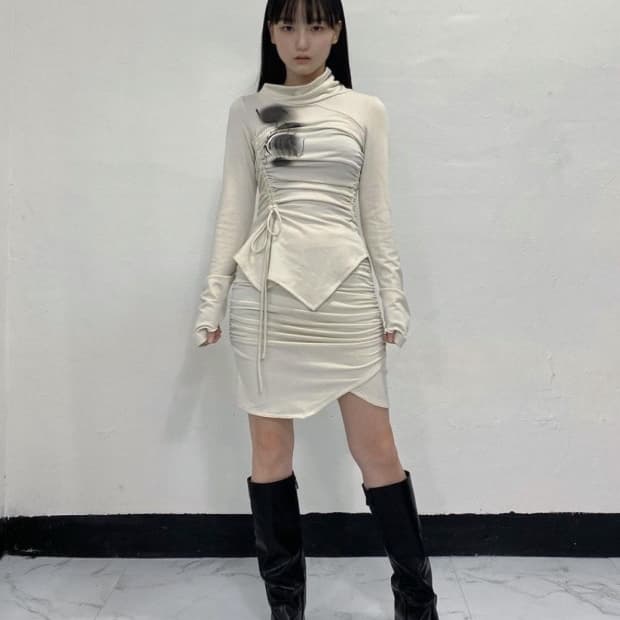 카시코 케이오드 셔링 셋업 ivory 새상품