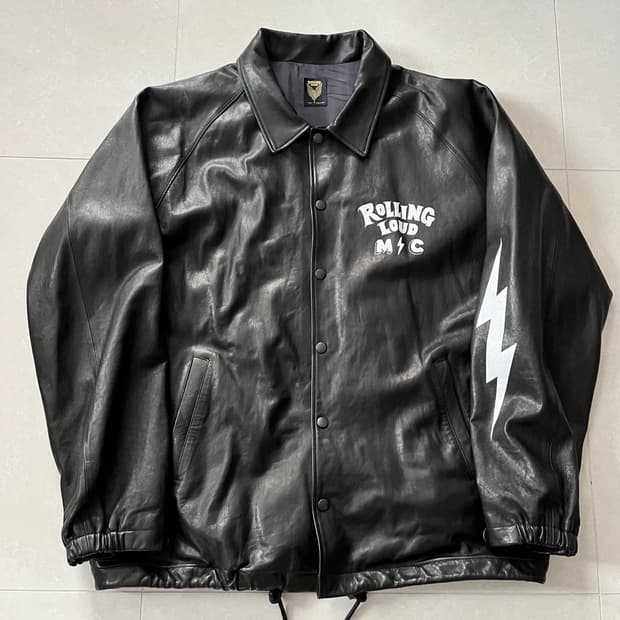(XL)롤링라우드 레더 코치자켓