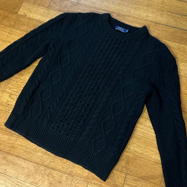 폴로 랄프로렌 케이블 니트 블랙 M