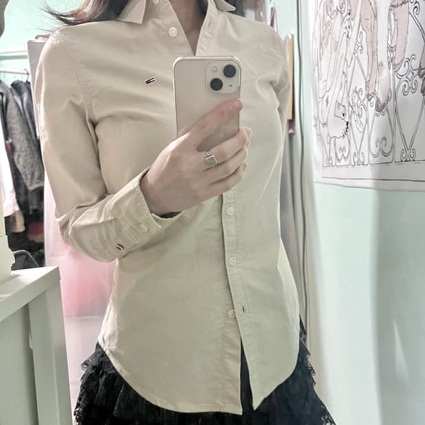 타미힐피거 라이트베이지 코튼 셔츠