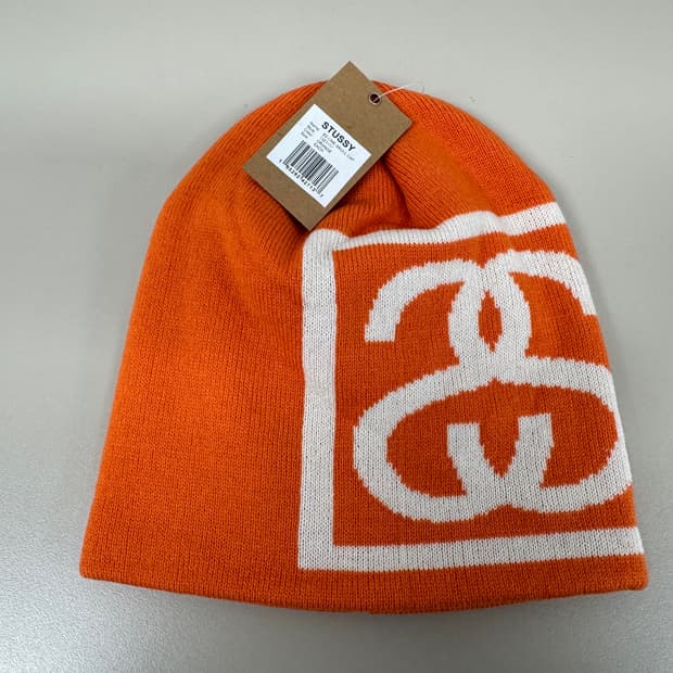 STUSSY 스투시 SS 링크 스컬캡 비니 오렌지