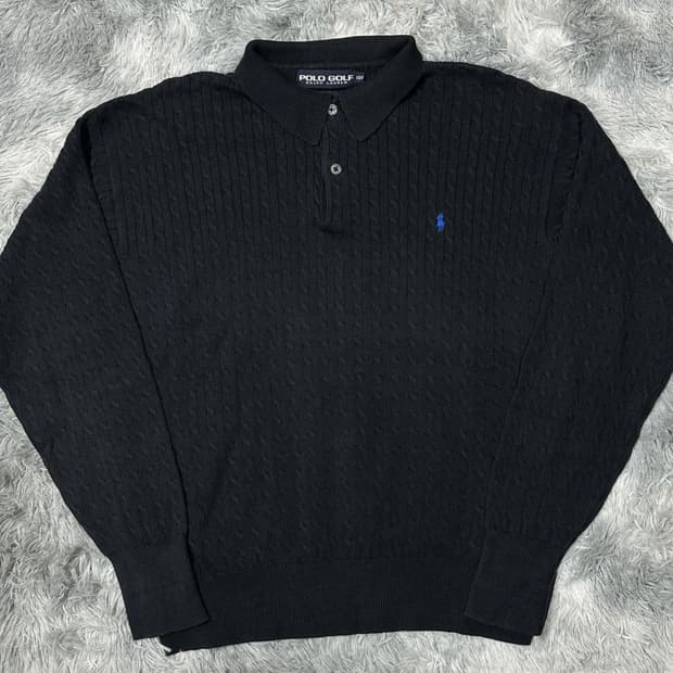 폴로 골프 블랙 케이블 니트 L