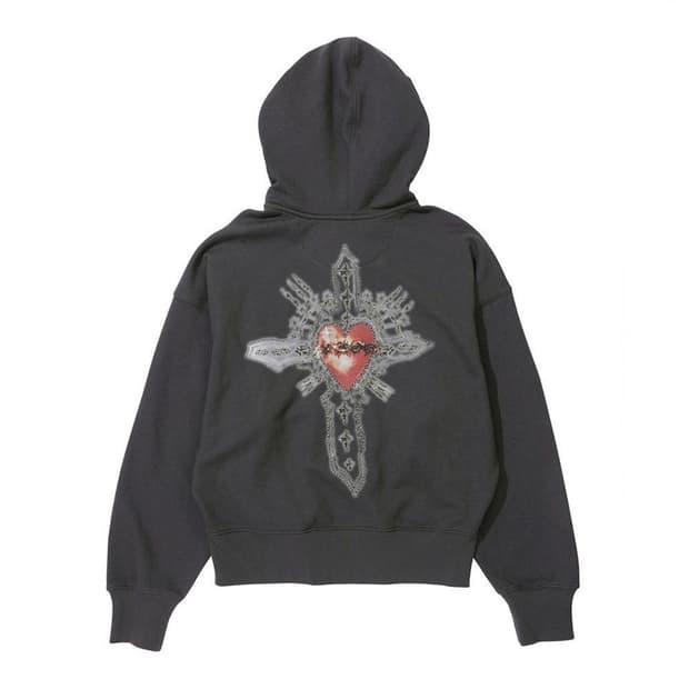 스컬프터 Beaded Saint Hoodie Zip-Up Charcoal