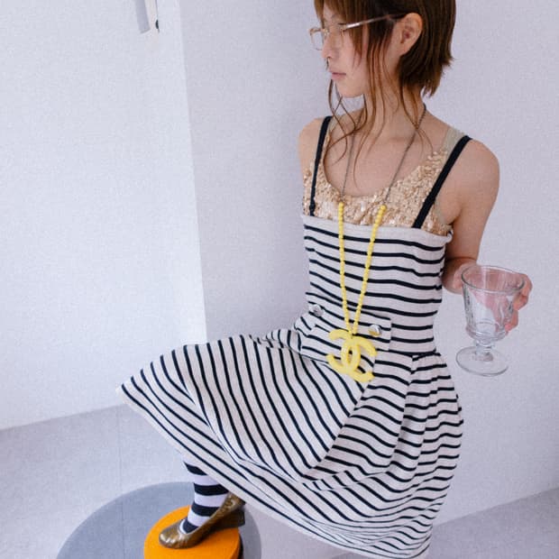 big button stripe dress