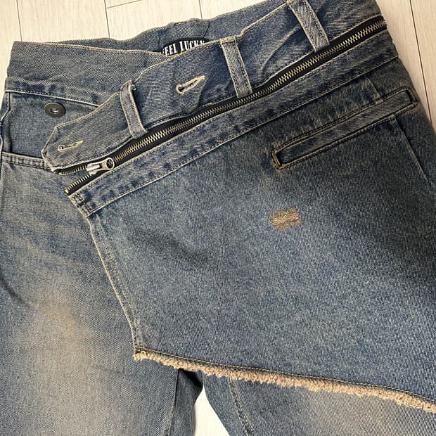 아이필럭키 Denim Bootscut skirt pants