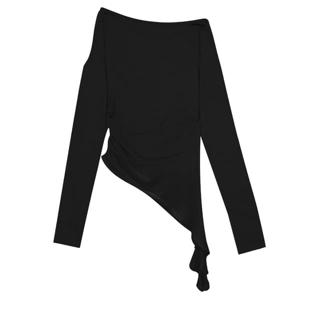 보헤미안서울 드레이프 숄더티 블랙