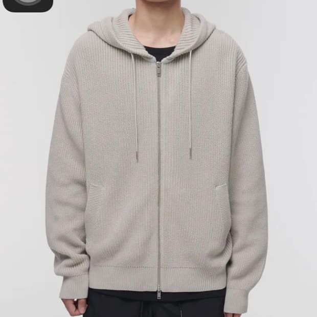 무신사 스탠다드 리브드 니트 후드 집업 s