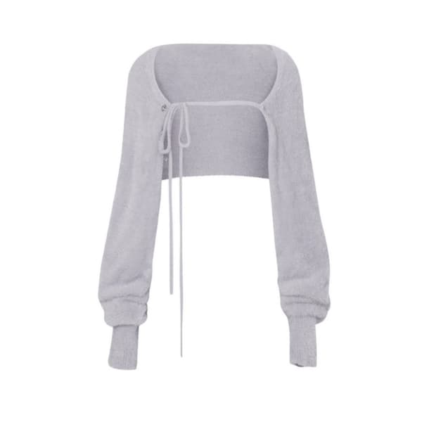 페인오어플레져 페탈 볼레로 가디건 그레이