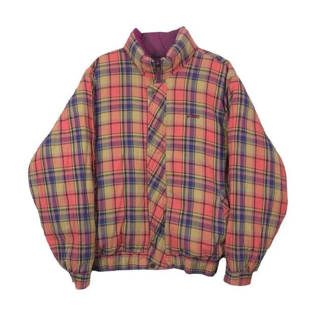 아식스 90s 올드스쿨 타탄체크 리버시블 덕다운 패딩 L