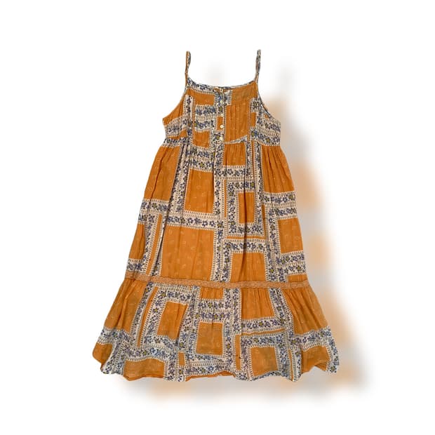 Orange Ethnic Sleeveless Dress
