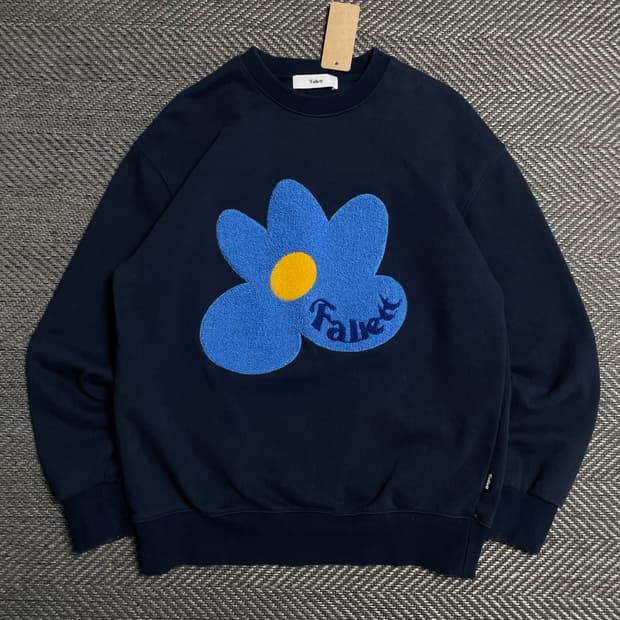 팔렛 플라워 빅로고 박시핏 부클 맨투맨 네이비o 5215