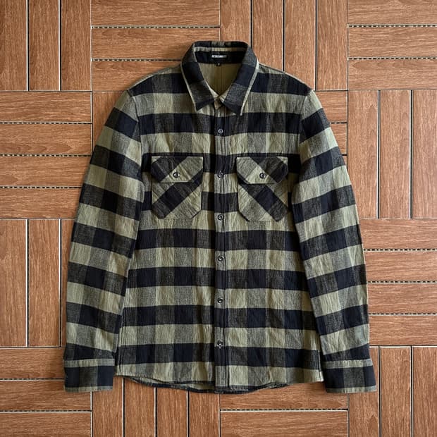 Attachment buffalo check cotton shirts