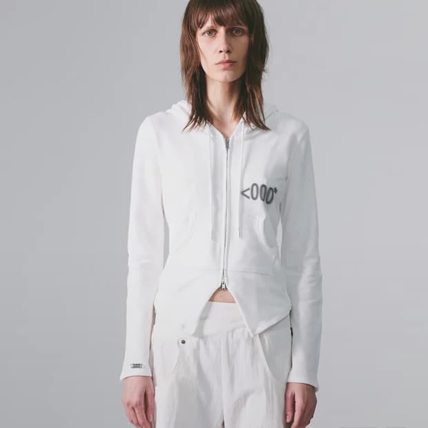 나체 엠티 슬림핏 후드집업 화이트