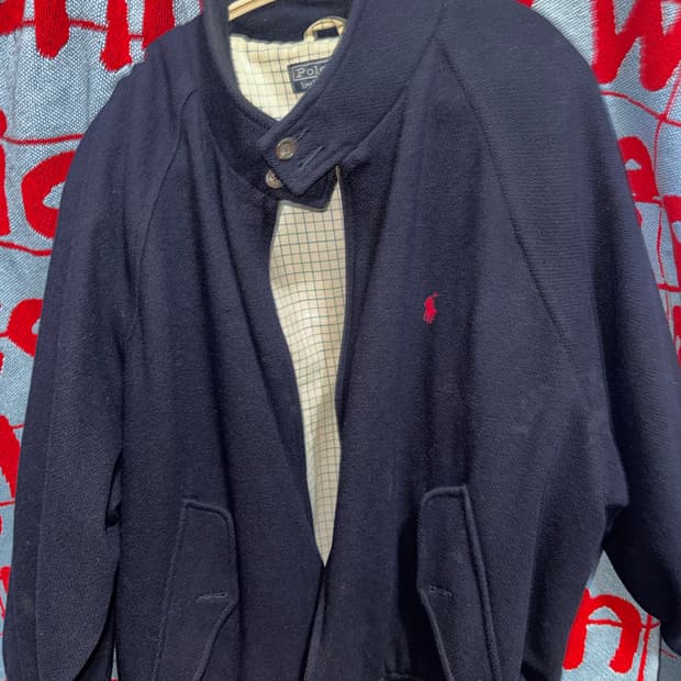 90s폴로 랄프로렌 울 바라쿠다 헤링턴 자켓 G9 네이비 XL(네고문의)