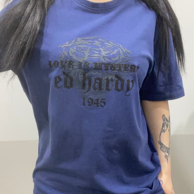 Ed Hardy 에드하디 타이거 고딕 레터링 반팔티셔츠