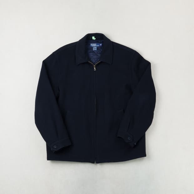 (M) 빈티지 폴로 울 블루종 자켓
