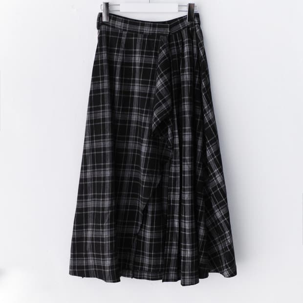 check frill layerd wrap skirt 
