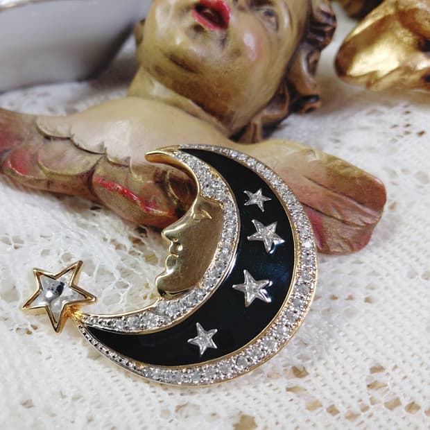 희귀vintage)버틀러앤윌슨 빈티지 달과별 애나멜 브로치