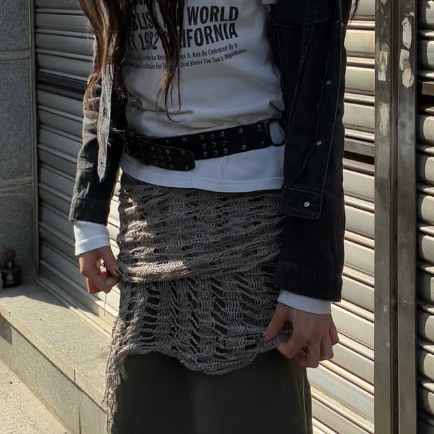 Vintage 패턴 스터드 웨스턴 O링 블랙 가죽벨트