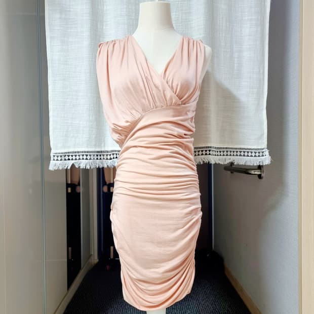 언발란스 셔링 스판 원피스 (44-날씬55) 시착만