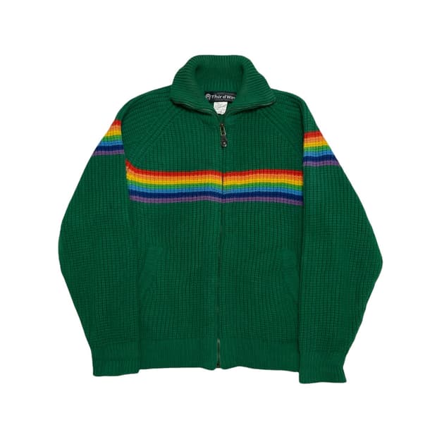 Thir wave rainbow knit zip up
