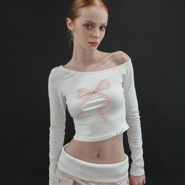 드라이로즈 숄더 리본탑