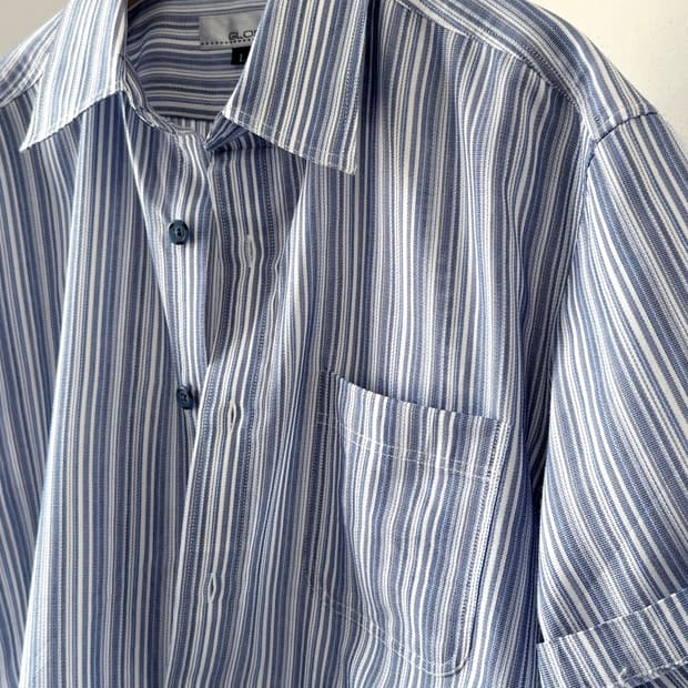 High count multi stripe woven H/S shirt