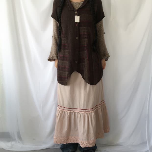 Pattern layered unbalanced woolen cardig