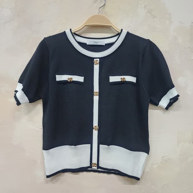 르샵 블랙 배색 가디건