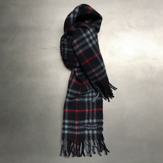 버버리 정품 캐시미어/울 머플러 네이비