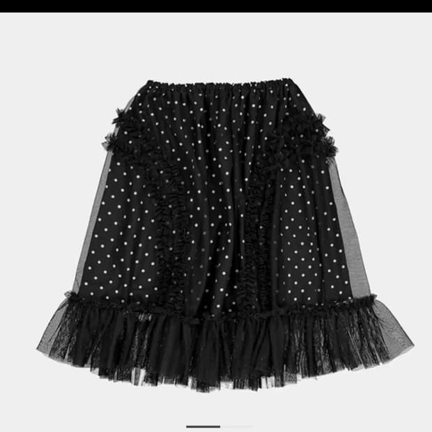 생긴스튜디오 밴딩 러플 도트 샤스커트 블랙