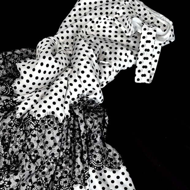 빈티지 도트 레이스 원피스