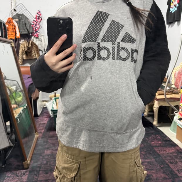 아디다스 도트 포인트 배색 후드티 