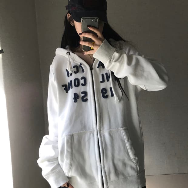 아베크롬비 화이트 오버핏 후드집업