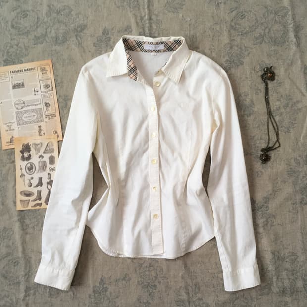 burberry london slim ivory shirt