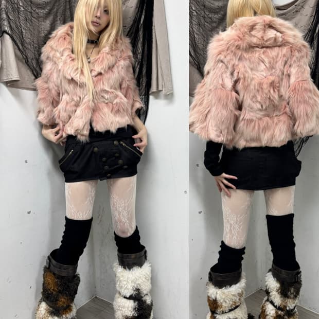 🩷Rare Color🩷Pink Fox Fur Jacket 🩷Rare