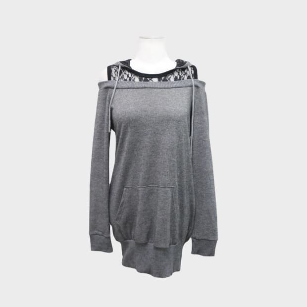 레이어드 오프숄더 후드 티셔츠 67008