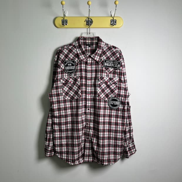 00's JPN VTG 빈티지 패치워크 체크 셔츠 3XL