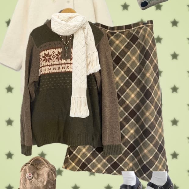 🍵말차초코 노르딕 니트집업