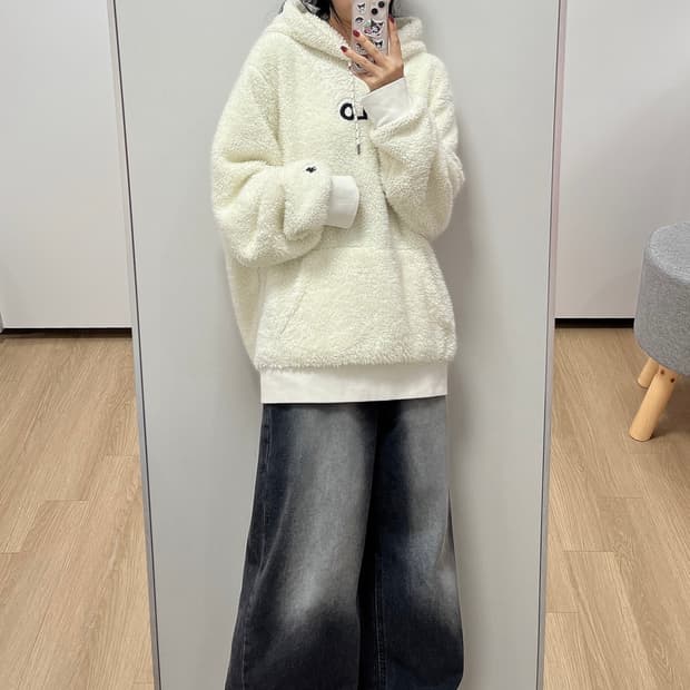 폴로 랄프로렌 양털 자수 셰르파 후드티