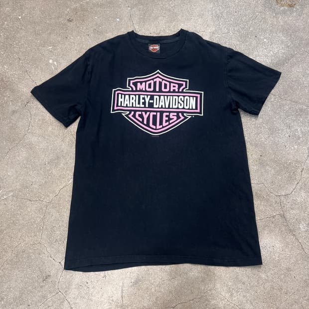 00’s 할리데이비슨 핑크 로고 반팔티