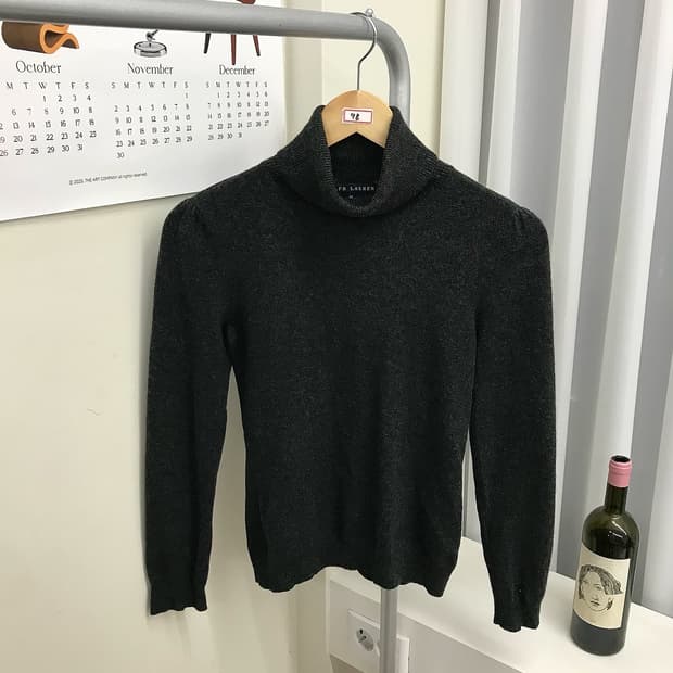 폴로 캐시미어 터틀넥 퍼프 니트