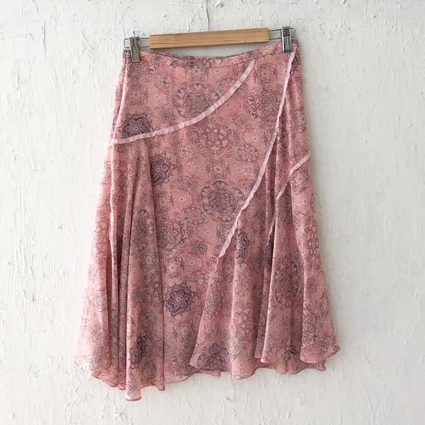 vintage pink paisley skirt