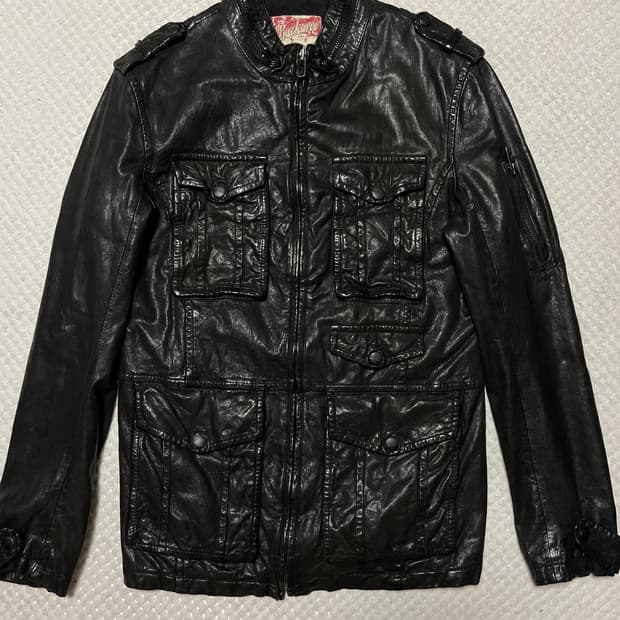 BUCKAROO 웨스턴 무드 램스킨 양가죽 절개 포켓 레더 자켓