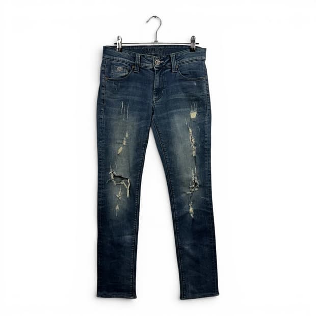 (29) 게스 슬림핏 데미지 중청 데님 팬츠