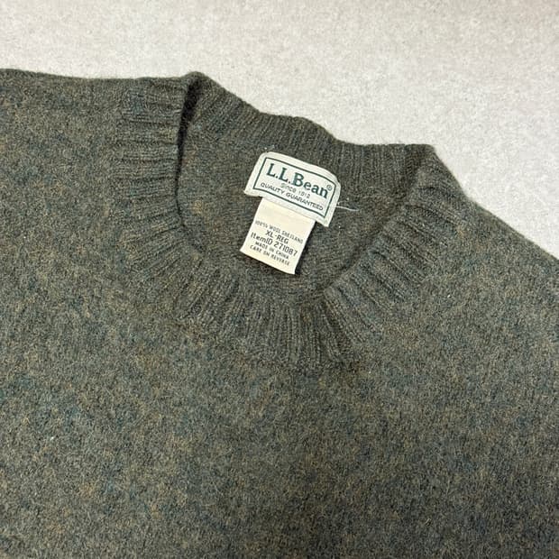 엘엘빈 셰기독 쉐기독 셔틀랜드 울 100% 그린 멜란지 크롭 니트