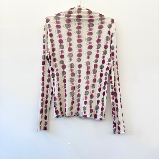 Sheer hang dot high neck top 