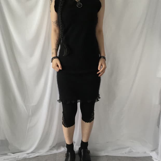 Angora knit sleeveless onepiece